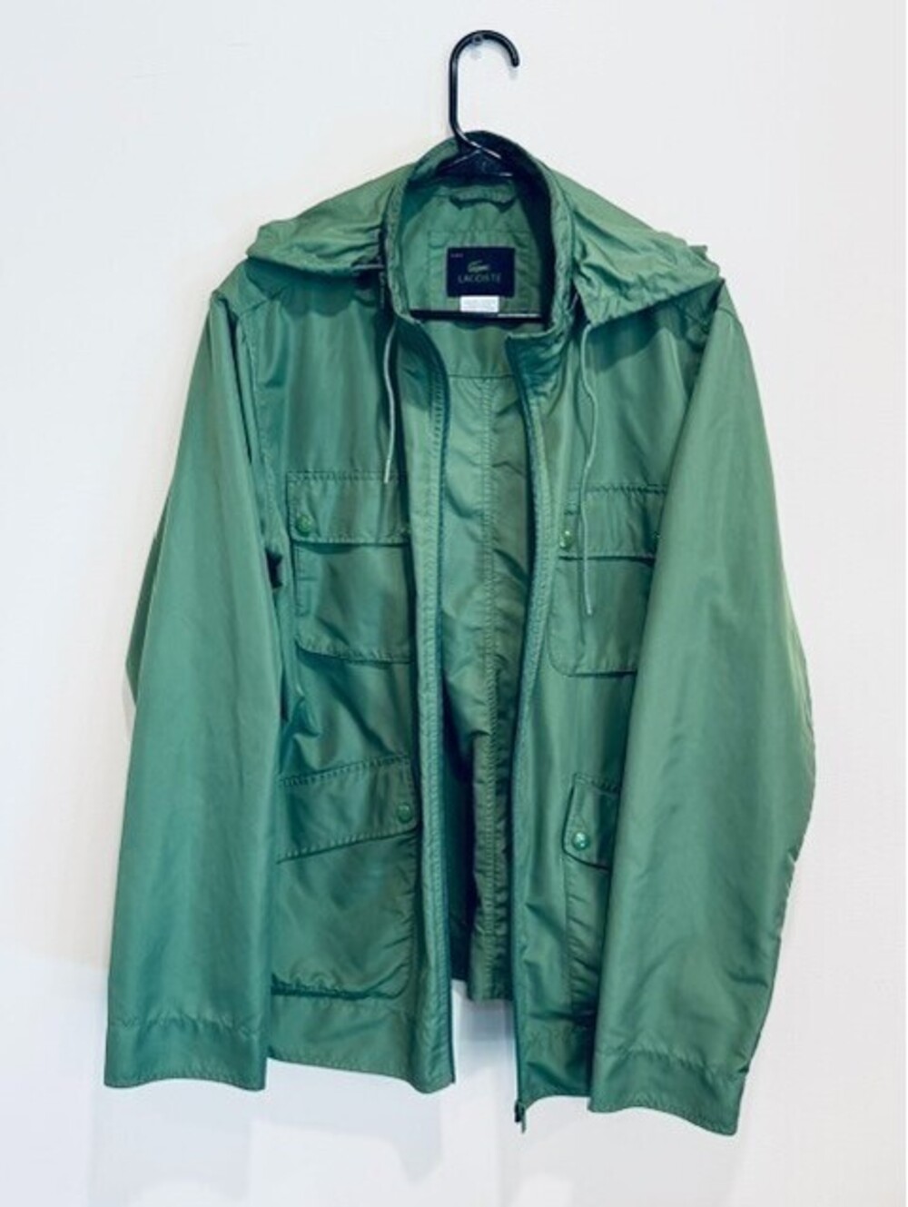 Lacoste Mens M65 Field Jacket Hooded Safari Utility Coat Green Size 54 6 - Large